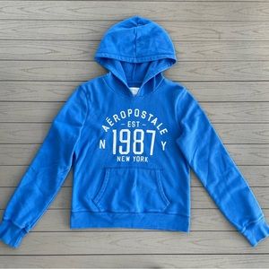 Aeropostale Blue Logo Hooded Sweatshirt L